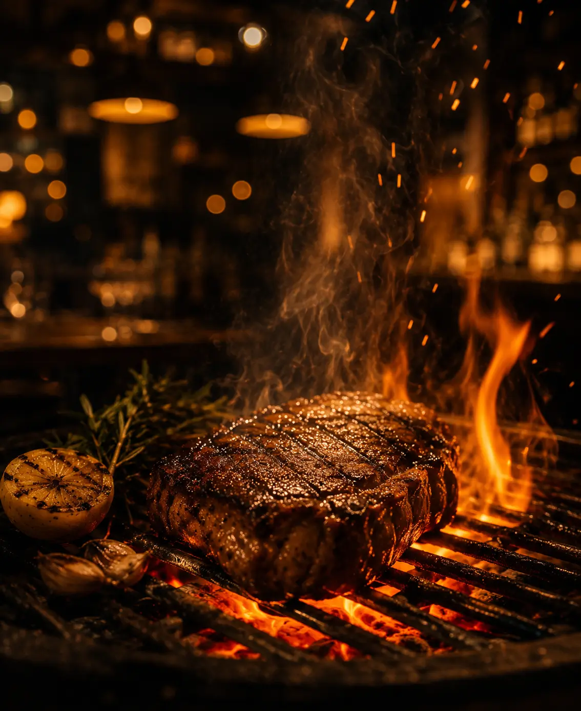 Entrecôte grillée à la braise