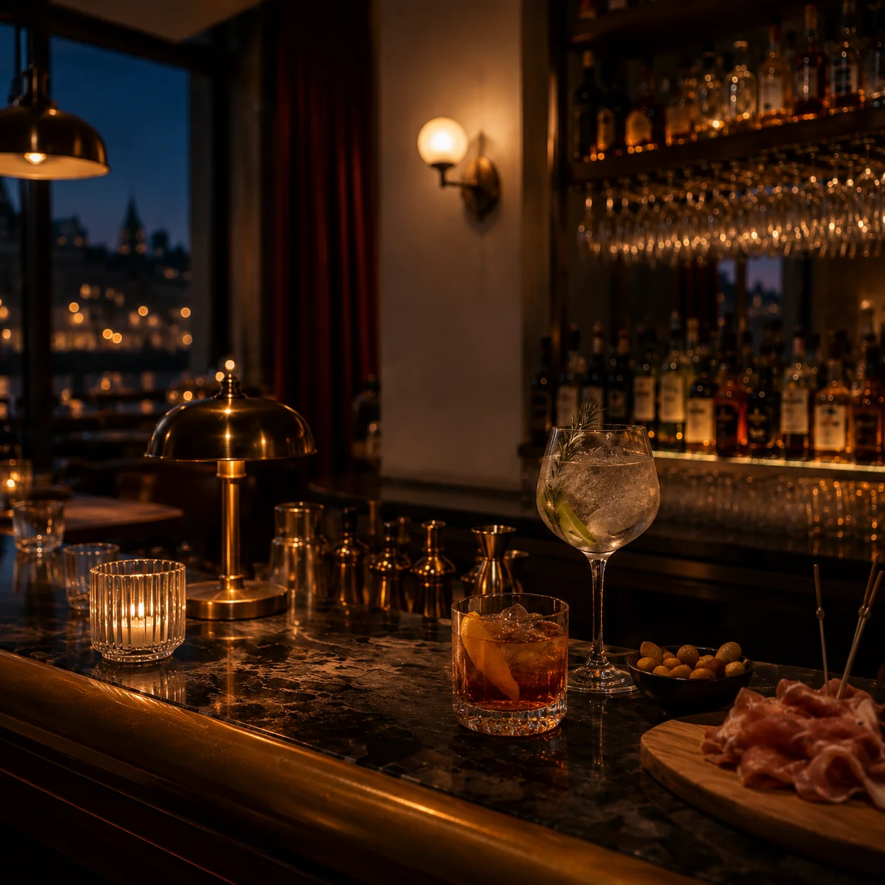 Bar de la brasserie et sélection de cocktails