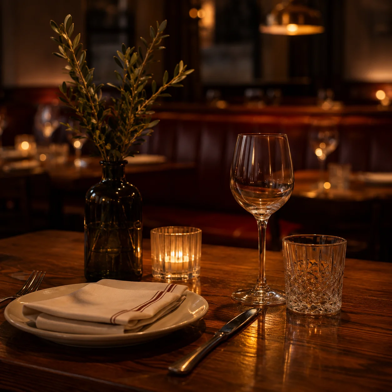 Table dressée prête pour le service