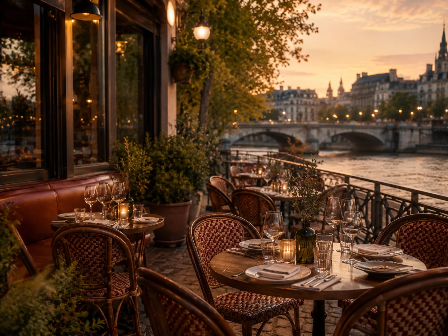 Terrasse de la brasserie en saison