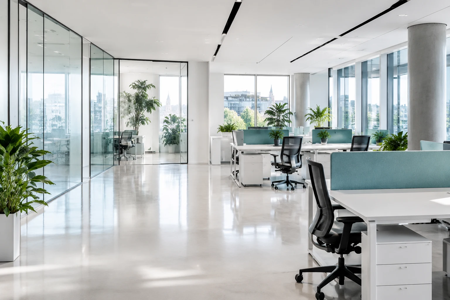 Open-space de bureaux nettoyé et lumineux au Luxembourg