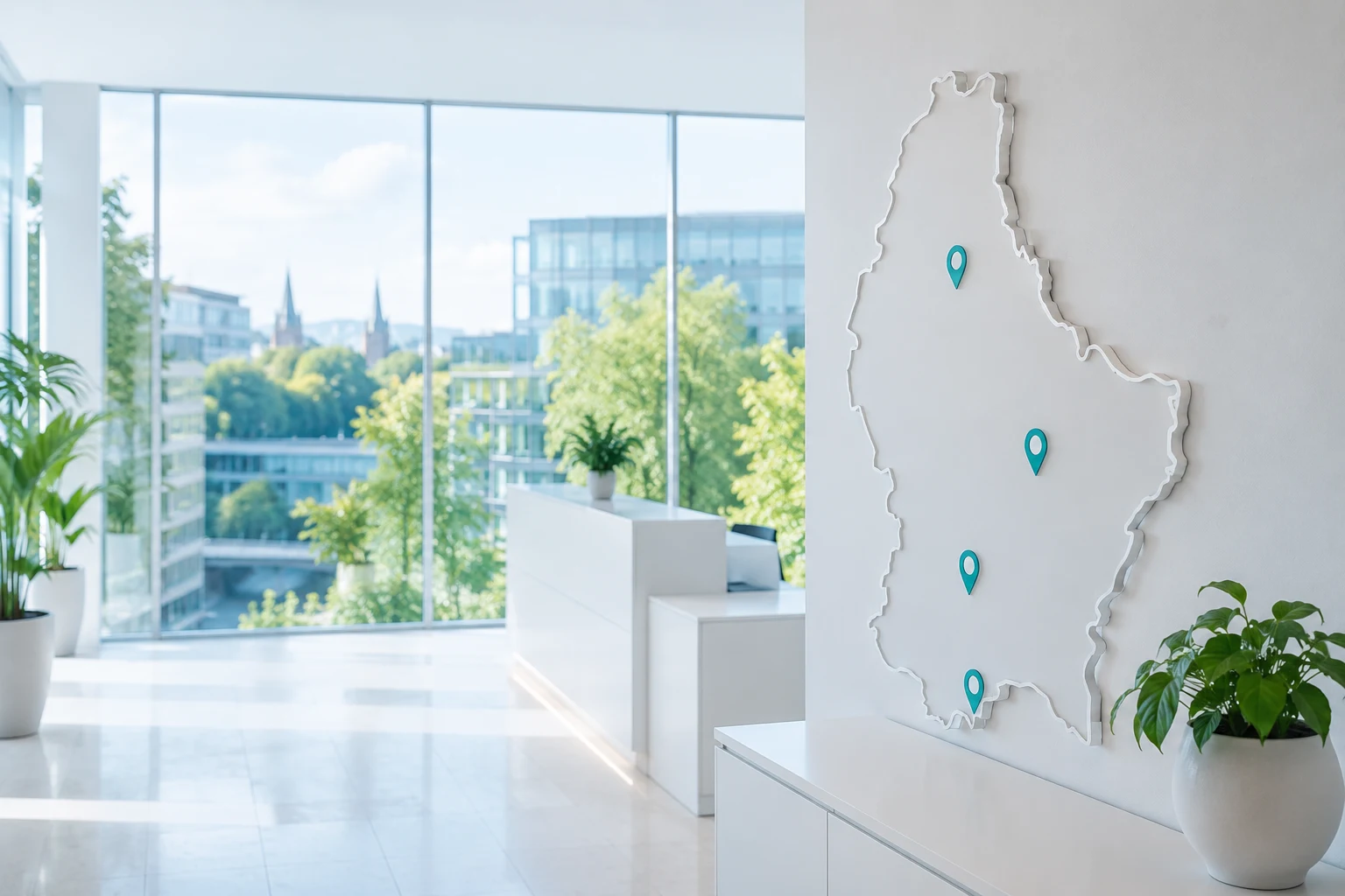 Carte du Luxembourg avec les zones desservies par Clairvia Nettoyage
