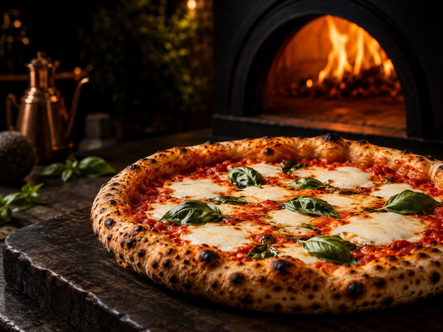 Pizza Margherita napolitaine avec basilic