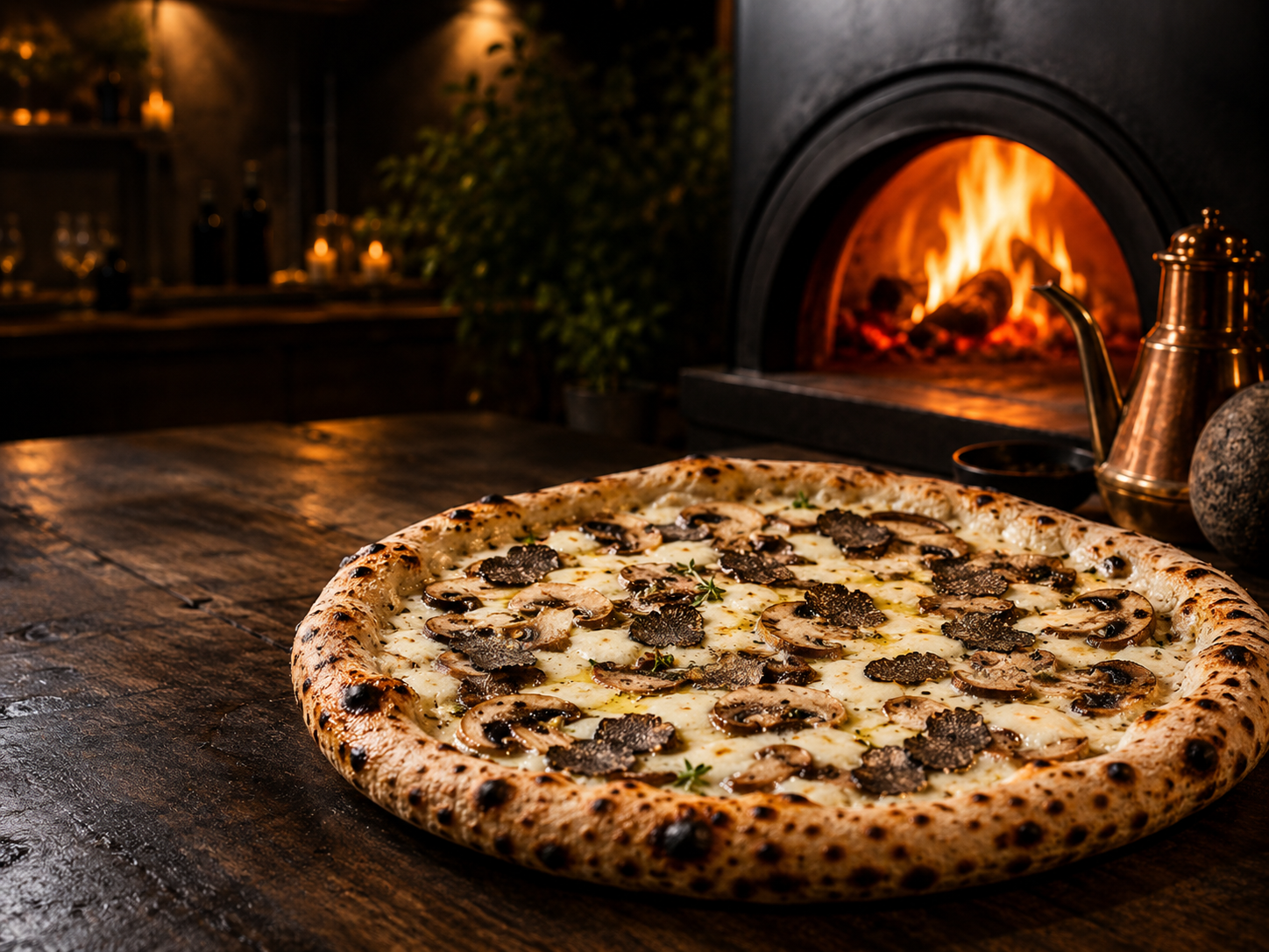 Pizza à la truffe avec fromage fondu