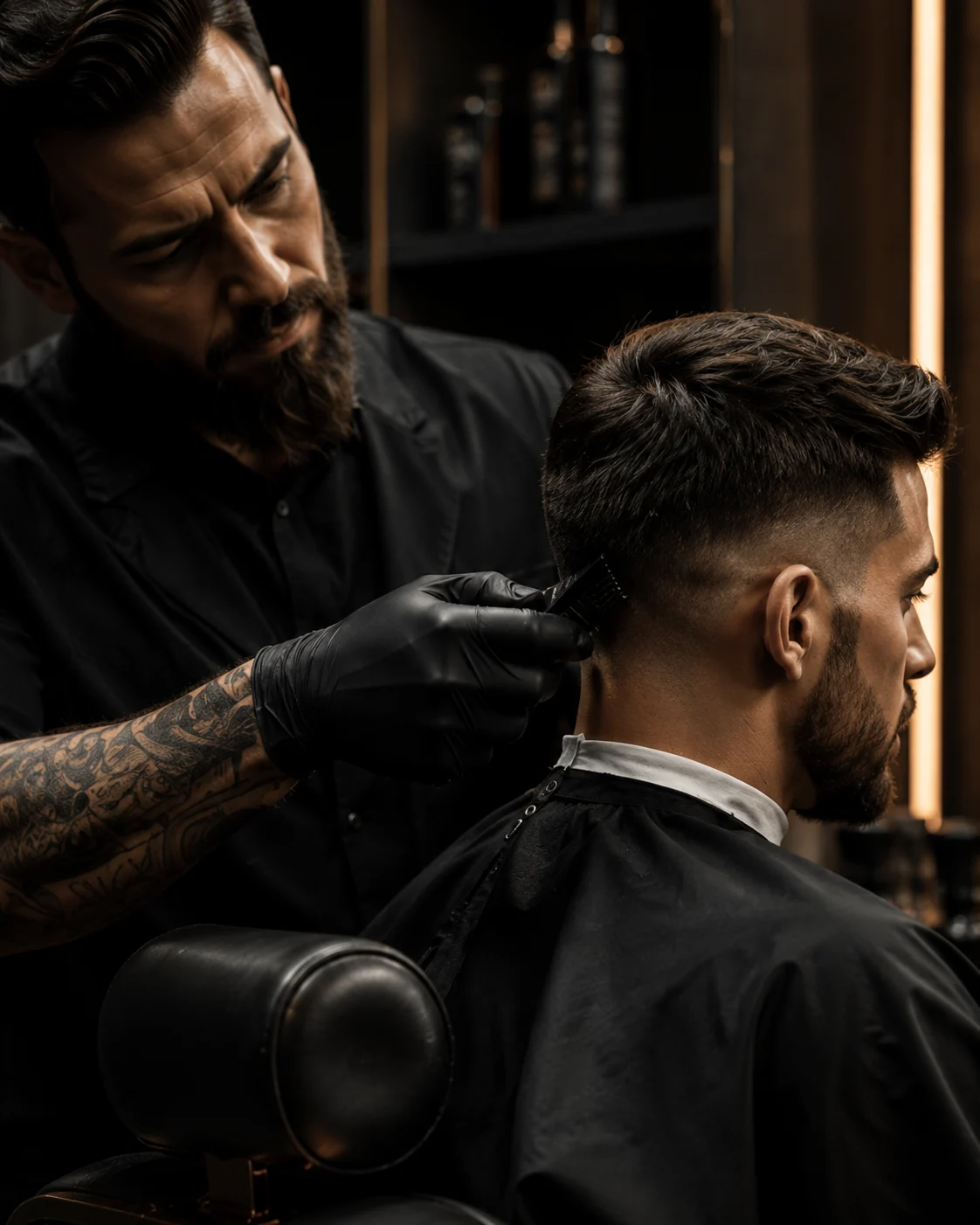 Dégradé homme réalisé à la tondeuse, détail net et précis.