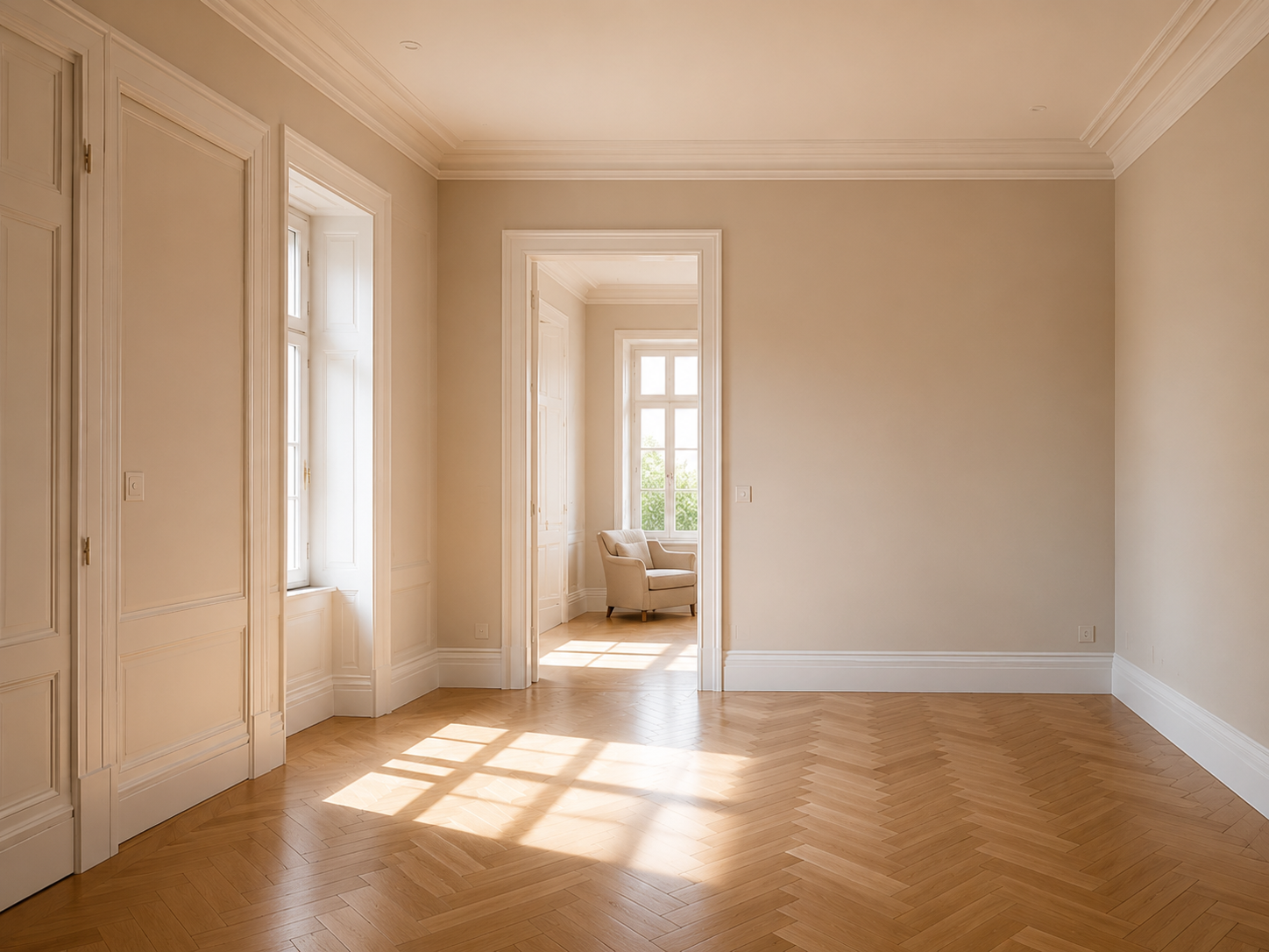 Close-up of a clean painted wall finish