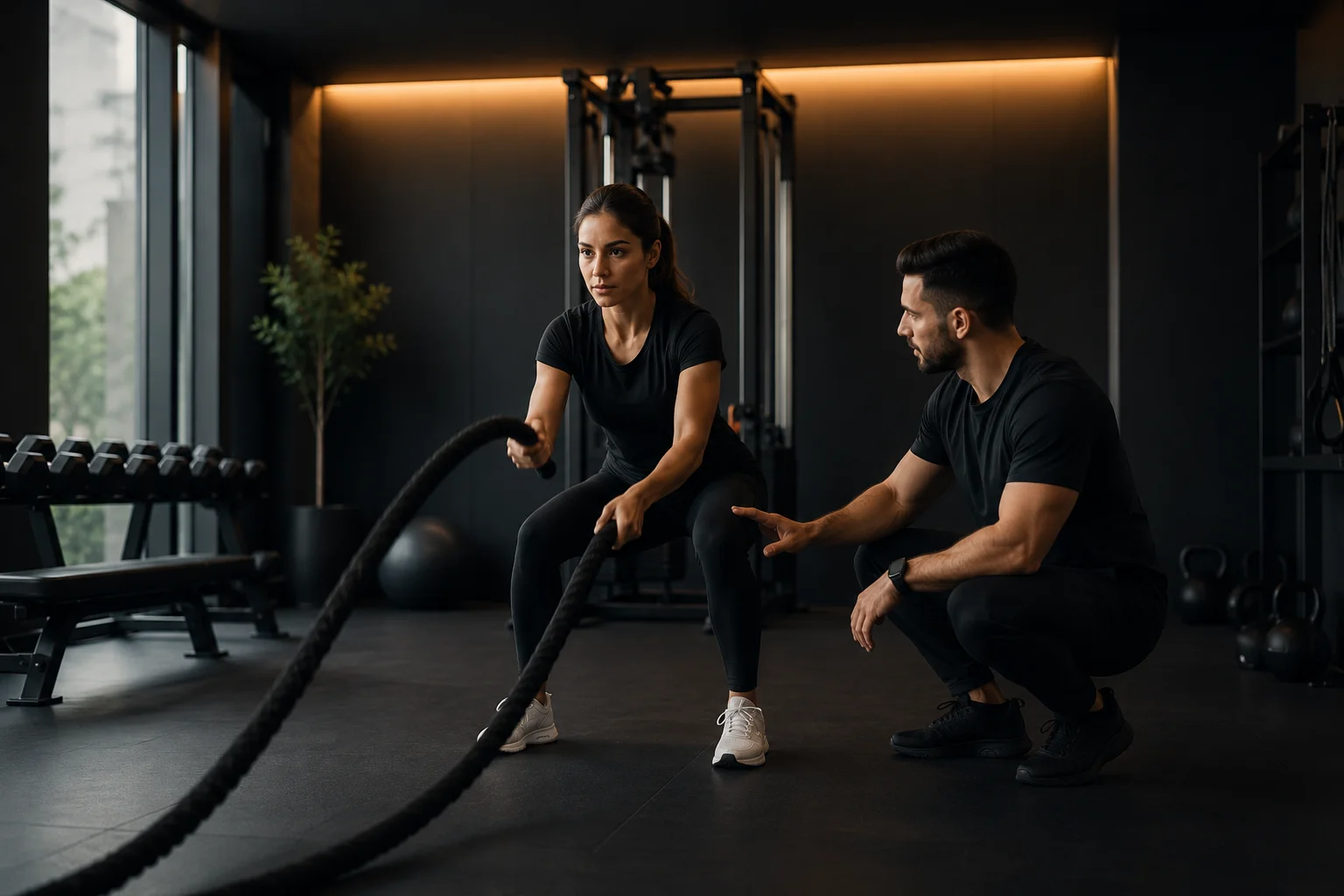 Séance de remise en forme — entraînement fonctionnel contrôlé dans un studio