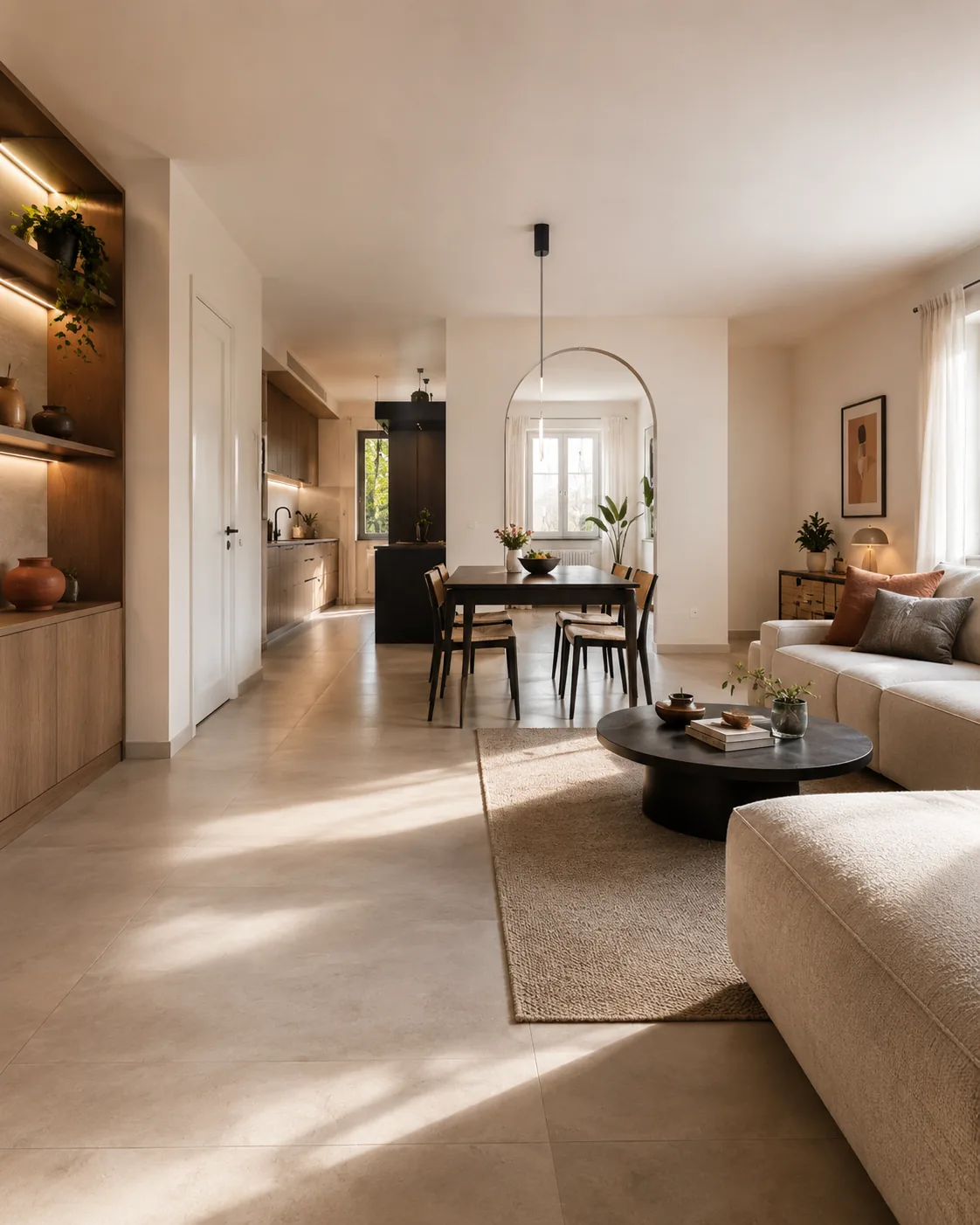 Après rénovation intérieure avec sol terminé et espace propre